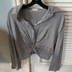 Boutique Striped Long Sleeve Crop